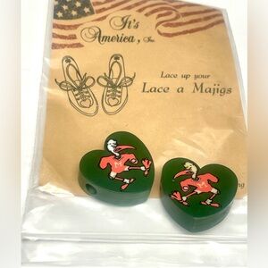 Vintage UNIVERSITY OF MIAMI HURRICANES Wood Lace-A-Majigs for Shoe Laces - New